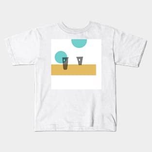 Two For Tea on A Summer Afternoon Minimal Retro Abstract With Bokah Kids T-Shirt